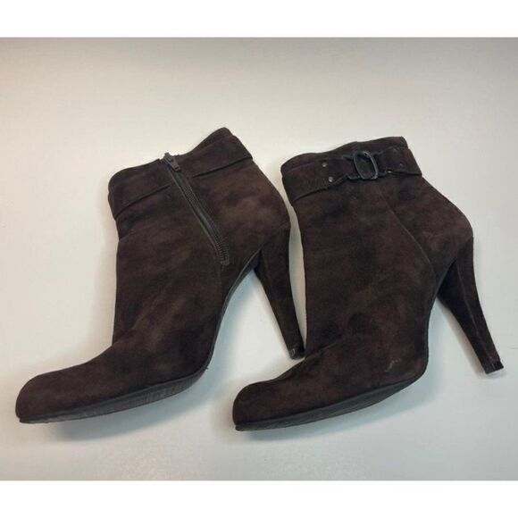 Enzo Angiolini Brown Pointed Toe Suede Booties 7 - Picture 2 of 6